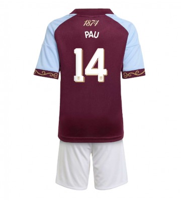 Aston Villa Pau Torres #14 Hjemmebanesæt Børn 2025-26 Kort ærmer (+ korte bukser)